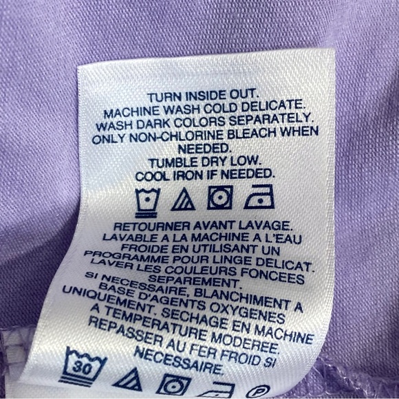 LANDS’ END NWT button up back oversize tee top cotton knit chiffon hem soft L - Picture 7 of 7